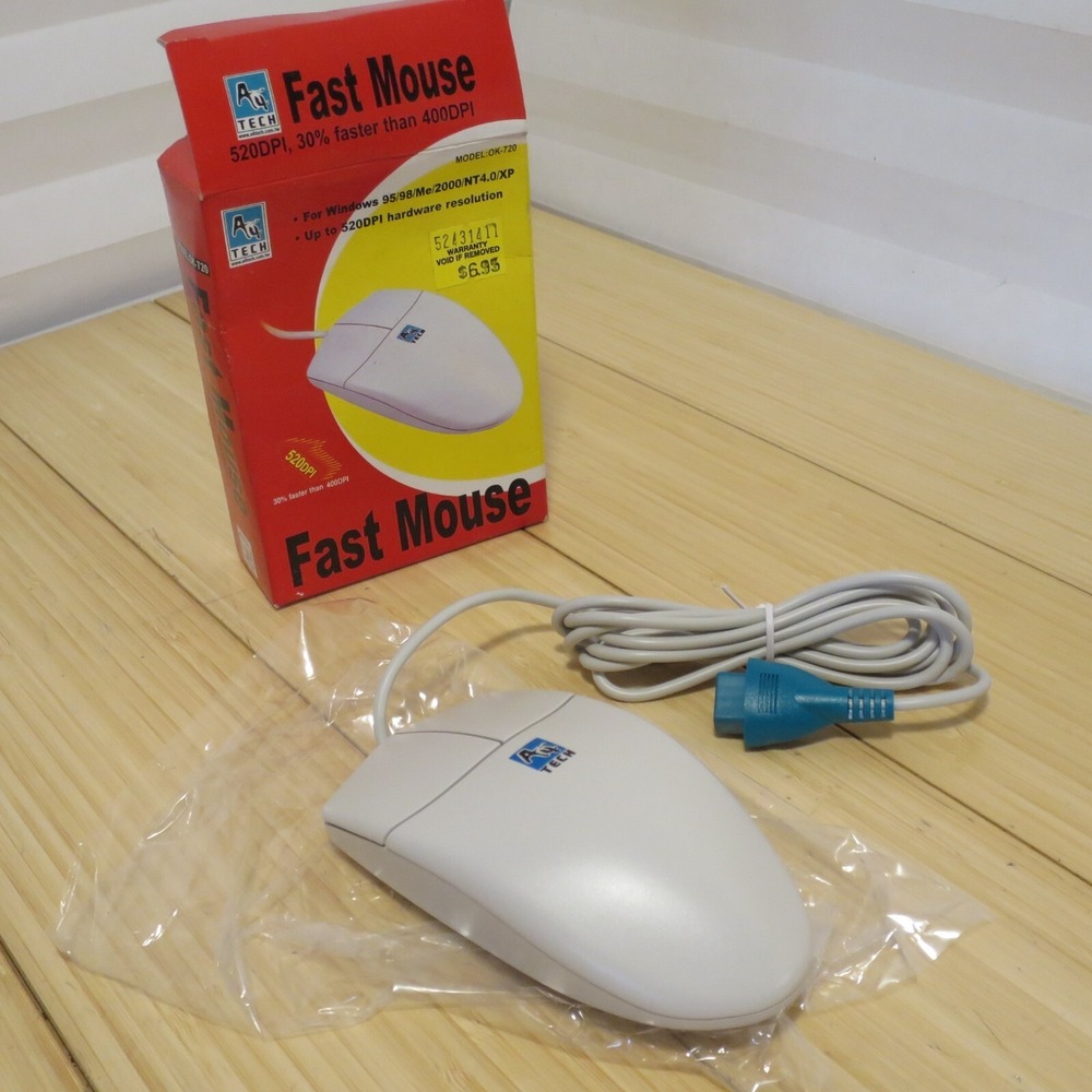 Vintage A4TECH OK-720 Serial Fast Ball Mouse Windows 95 98‎ Me 2000 XP